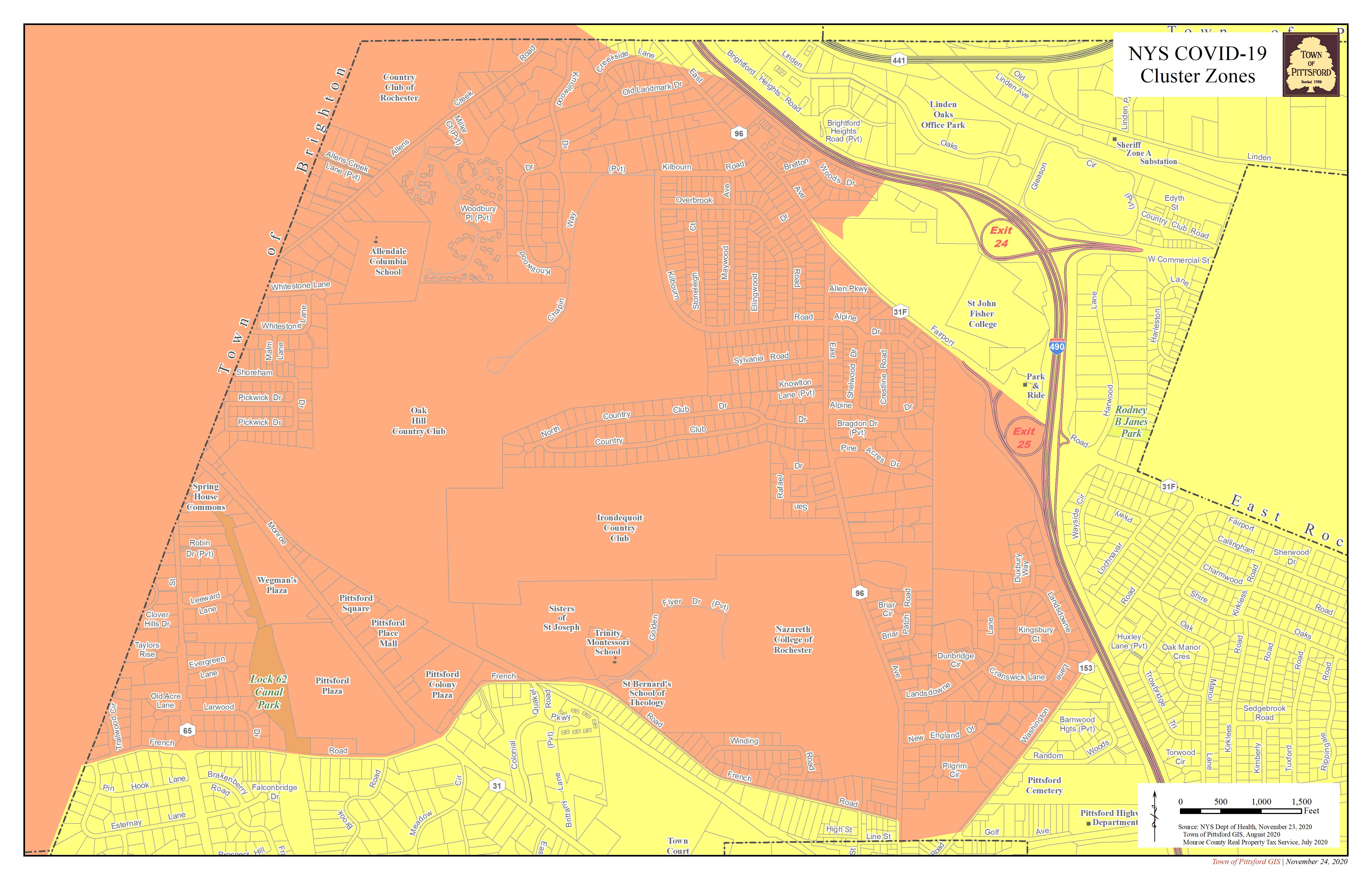 Pittsford COVID19 Orange Zone Map Town of Pittsford